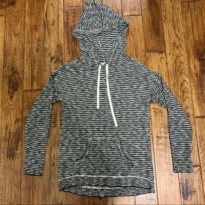 Pink Rose | Black & White Stripe Knit Hoodie